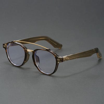 Lunettes de designer de niche Cadre en forme lunettes de soleil style vintage pour hommes double barre épaisse visage large Cadre complet stylé et artistique lunettes plates black