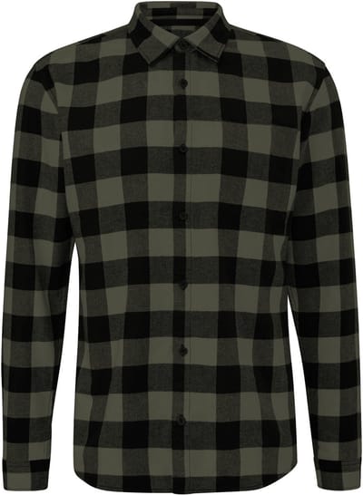 Flanellen Overhemd met Lange Mouwen en Ruitpatroon met Kent Kraag QS