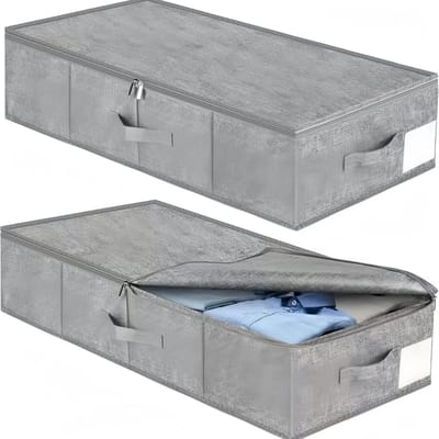 Dailygoods - Opbergdozen voor onder het bed, 2 stuks, 76 x 40 x 17 cm opvouwbare stoffen organizers met deksel, diepe onderbedladen voor kleding, beddengoed, dekbedden en seizoensopslag, ruimtebesparende