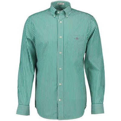 Gant Overhemd Poplin Stripe Button Down Diep Groen / male