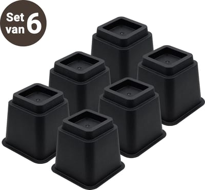 JustValue Meubelverhoger set - Verhoogt met 13 cm - Max. 600 kg - Zwart - Stoelverhogers - Bedklossen - Tafelverhoger - Stoelverhogers Volwassenen