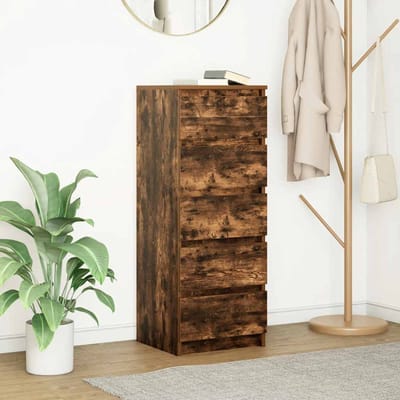 vidaXL - Dressoir - met - lades - 37,5x35x99 - cm - spaanplaat - gerookt - eikenhout