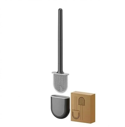 YYchan WC Borstel - Toiletborstel - WC Borstel met Houder - Siliconen - Flexibel - Staand of Hangend - Zwart