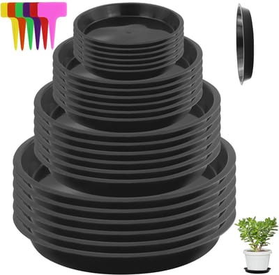 24 Stuks, Rond Plastic Plaatsmatten voor Binnen- en Buitenplanten, Bescherming van Vloeren en Tafels, Multi-Functioneel voor Huis en Tuin