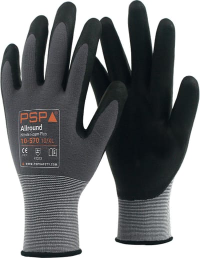 3 paar - Werkhandschoenen PSP 10-570 Allround NF Plus - Goede vingergevoeligheid - Zwart - maat 06 / XS