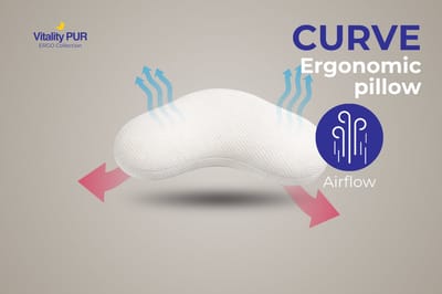 Vitality Pur - Curve Pillow – Ergonomisch Memory Foam Hoofdkussen – Curve Design voor Optimale Nekondersteuning – Ademend & Wasbare Hoes – Voor Zij- en Rugslapers - 40x60cm