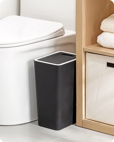 Dailygoods- Vuilnisbak 8L - Duwdeksel - Ruimtebesparend - Rechthoekig - Afneembaar deksel - Geschikt voor keuken/badkamer/kantoor - Afvalbak
