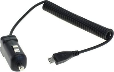 USB Micro B autolader met vaste spiraalkabel - 1A / zwart - 1 meter