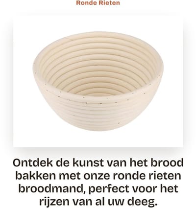 Dailygoods- Broodmand - Rijsmand - Rieten Mand - 18x9 cm - Natuurlijke Riet - Gezond en Milieuvriendelijk - Broodbewijzermand