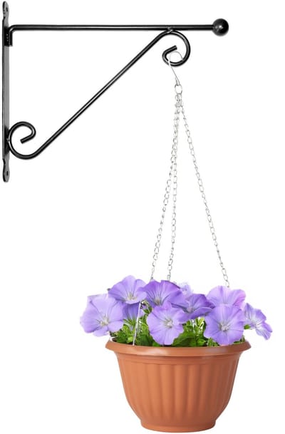 Hangpot + Muurhaak Siena - terracotta - D20 cm - kunststof - metaal - tuinaccessoires