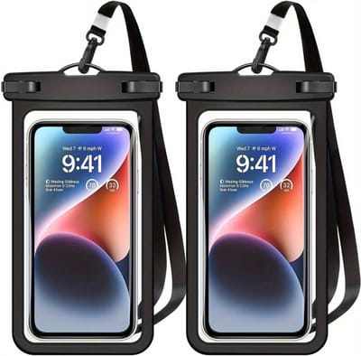 Livano Waterdichte Telefoonhoesjes - Waterdicht Telefoonzakje - Waterproof Festival Opbergtasje - Documententasje - Waterbestendig - Zwart - 2 Stuks