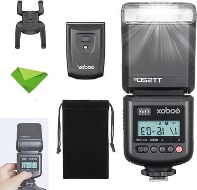 Krachtige Camera Flitser met Snelle Oplaadtijd van 1.8s, 400 Flitsen en Ingebouwde Ontvanger voor DSLR Camera's zoals Canon, Nikon en Olympus