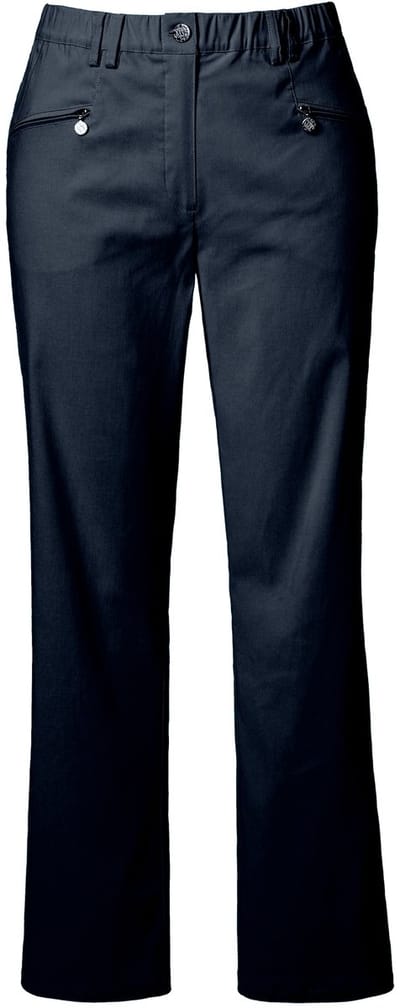 Ulla Popken - Dames - Thermobroek Mony taps toelopende pijp ritszakken - Zwart - Maat 42
