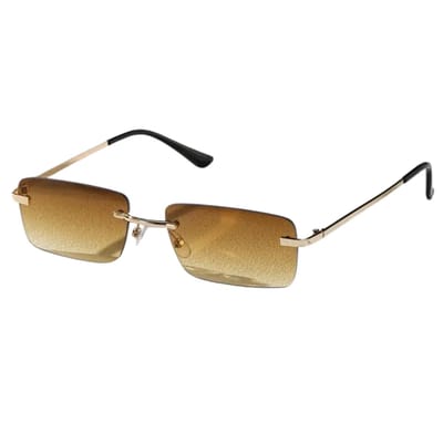 Bovista Zonnebril Voor Dames & Heren - Zonnenbrillen - Zonnenbril - Sun Glasses - Sunglasses - Techno Bril - Rave & Festival - Premium Quality - Gouden Frame Bruine Glazen