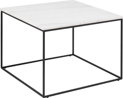 Lisomme Nina Marmeren Salontafel - met Zwart Metalen Frame - Vierkant - Industrieel - Woonkamer - Wit - 60 x 60 x 45 cm