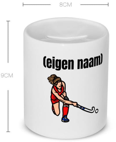 Akyol - hockey vrouw met eigen naam Spaarpot - Hockey - atleten - iemand die houdt van hockey - verjaardag - cadeau - kado - 350 ML inhoud