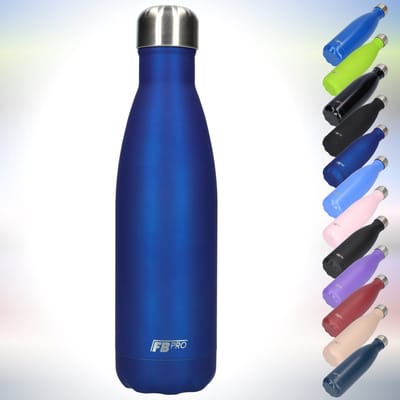 FBFS21, Thermosfles, Drinkfles, Waterfles - Modern & Slank Design - Thermos Fles voor de Warme en Koude Dagen - Dubbelwandig - Robuuste Thermoskan - 500ml - Matte Deep Blue - Mat Diep Blauw