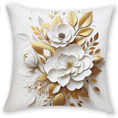 Housses de coussin florales élégantes dorées et blanchesHousse de coussin pour canapé de salon, douce et confortable, décoration de chambre à coucher 45x45cm