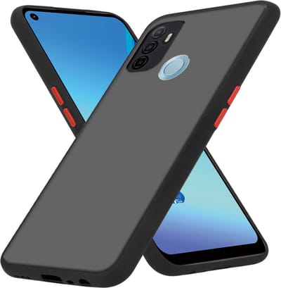 Cadorabo Hoesje geschikt voor Oppo A53 in MATT ZWART - Hybride beschermhoes met TPU siliconen Case Cover binnenkant en matte plastic achterkant