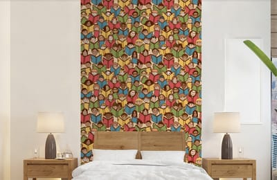 Behang - Fotobehang Patronen - Boek - Kinderen - Jongens - Lezen - Kids - Jongetje - Breedte 150 cm x hoogte 240 cm