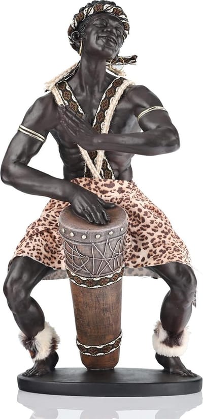 Goodivery ® Unieke Afrikaanse Standbeeld Drummer voor Interieurdecoratie Tafelstuk in Hars