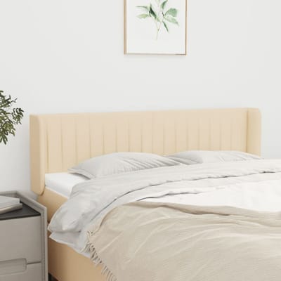 vidaXL - Hoofdbord - met - randen - 147x16x78/88 - cm - stof - crèmekleurig