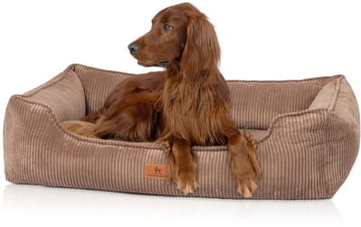 Knuffelwuff orthopedisch hondenbed van ribfluweel met handgeweven uiterlijk Nunavut M-L 85 x 63 cm bruin