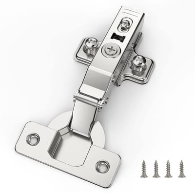 10 stuks Soft Close verborgen keukenkast scharnieren, 110 graden 35 mm kastdeurplaat met schroeven, vernikkeld kastdeurscharnier, gatafstand 45 mm