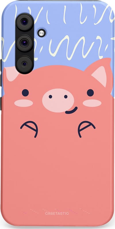 Casetastic hoesje geschikt voor Samsung Galaxy A54 (2023) 5G - Dubbellaagse bescherming - Knuffel van varken - Fashion Case - Koraal Lichtblauw
