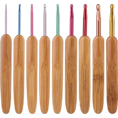 9 stuks Bamboe Haaknaalden Set Kant Haaknaalden 2.0mm 6.0mm Breinaalden Handvat Weefgaren Naaigereedschap Haakset 9pcs