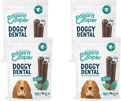 Edgard & Cooper Doggy Dental Aardbei&Munt - Hondensnacks - 4 x M