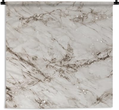 Wandkleed - Wanddoek - Marmer - Patronen - Grijs - Glitter - 90x90 cm - Wandtapijt