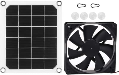 Dailygoody - Afvoerventilator op zonne-energie - Draagbare ventilator - IP65 waterdicht - Geschikt voor buiten - USB-ventilator - Voor kippenhuis en b