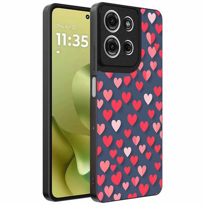 Geschikt voor Motorola Moto G86 Telefoonhoesje met Roze en Rode Hartjes Opdruk - TPU Backcover Case With Rosé and Red Heart Design - Smartphonica geschikt voor Motorola Moto G86