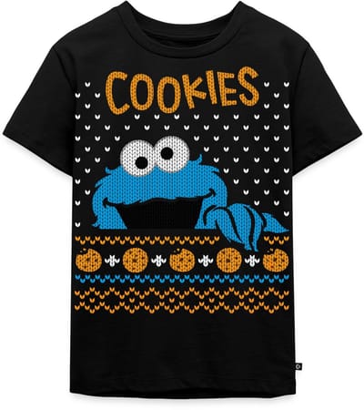 Sesamstraat Koekiemonster Cookies Lelijk Kerst Premium T Shirt Kinderen