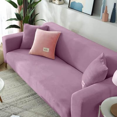 Fluwelen Pluche Bankhoes Rekbaar Dik Rekbaar Fauteuil Bankhoes Hoekbankhoezen Gebruikt Voor Woonruimte L-vormig 1 /2 /3 /4-zitter 1-Seater 90-140cm roze