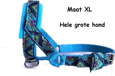 Hoofdhalster hond - Anti trek - Licht blauw - Maat XL - Gevoerd - Antitrek hoofdhalster hond - Halster hond - Anti trek hond- Sterke rassen - Zeer sterk