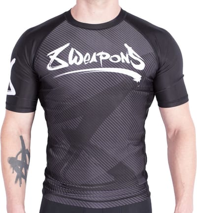 8 WEAPONS Rash Guard Short Sleeves Strike Zwart - S