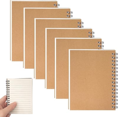 Set van 6 A6 Notitieboekjes met Spiraalbinding, 100 Pagina's, Dikte Papier, Ideaal voor Notities en Dagboeken