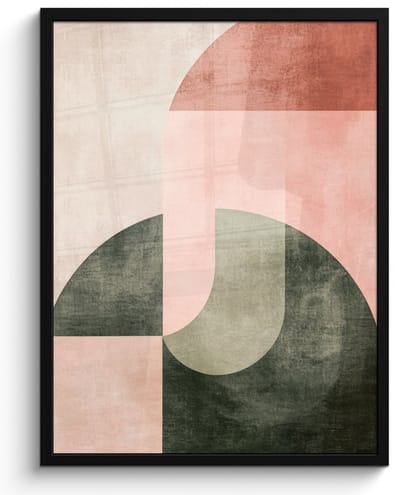 Poster in lijst - Fotolijst 50x70 cm - Posters - Cirkel - Abstract - Roze - Posterlijst zwart - Decoratie - Wanddecoratie woonkamer - Muurdecoratie slaapkamer