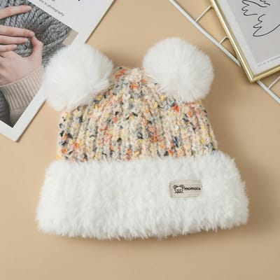 Koreaanse Versie van Herfst en Winter Hoed voor Dames Schattig Oor Grote Kop Wol Hoed Modieus en Veelzijdig Plus Fluweel Warm Gebreide Hoed One Size white