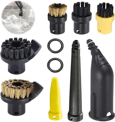 Dailygoods - 10 stuks accessoires voor Kärcher stoomreiniger SC1 SC2 SC3 SC4 SC5: accessoireset voor Kärcher stoomreiniger SC1-SC5, stoomreiniger, reserveonderdelen incl. verlengmondstuk, gebogen mondstuk
