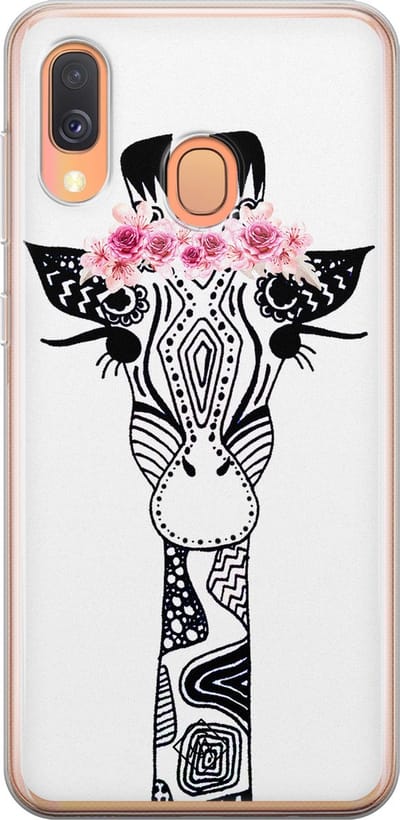 Casimoda® hoesje - Geschikt voor Samsung A40 - Giraffe - Backcover - Siliconen/TPU - Zwart