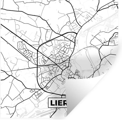 Muurstickers - Sticker Folie - Zwart Wit – België – Plattegrond – Stadskaart – Kaart – Lier - 100x100 cm - Plakfolie - Muurstickers Kinderkamer - Zelfklevend Behang XXL - Zelfklevend behangpapier - Stickerfolie
