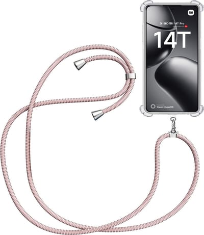 Telefoonkoord + Hoesje Geschikt voor Xiaomi 14T - Lengte Verstelbaar - Telefoonketting - Shock Proof Case - Rose