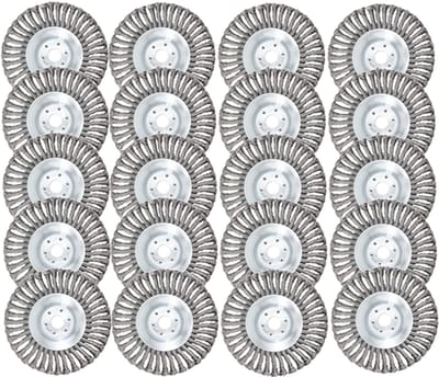 Kibani universele onkruidborstel - 15 cm - per 20 - inclusief vulring - staal - onkruidverwijderaar – bosmaaier - tuingereedschap