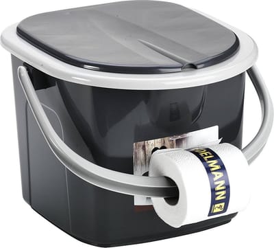 Branq Toiletemmer Draagbaar met Deksel - 15,5L - Antraciet