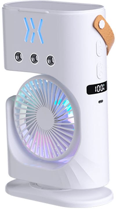 Ventilatoren - Mobiele Airco - 3-in-1 draagbare luchtkoeler USB sprayventilator compact 24.5×16×7.5 cm, zuinige mobiele ventilator zonder afvoer voor thuis, kantoor en buiten in de zomer
