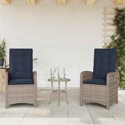 Tuinstoelen Set - Buitenstoelen - Ontspannen Zitten - Verstelbare Rugleuning - 2 Stuks - Grijs