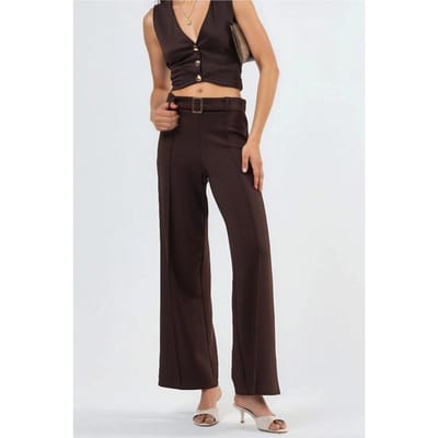 Hoge Taille Rechte Broek met Ceintuur